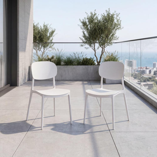 Set de 2 Sillas Milán, Color Blanco, con Espaldar y Diseño Moderno