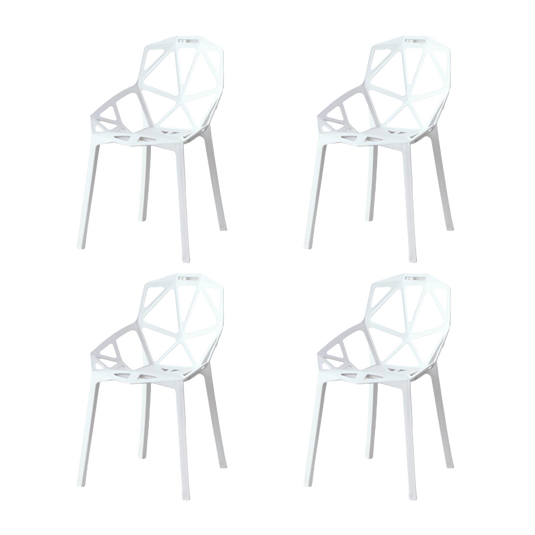 Set de 4 Sillas Roxy, Color Blanco, con Espaldar y Diseño Moderno