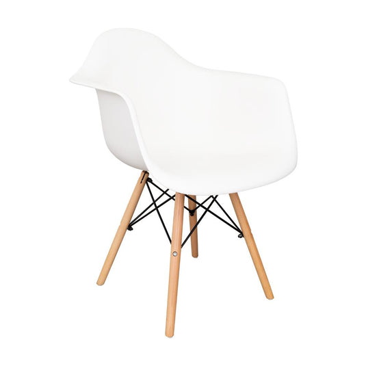 Silla Delia, Color Blanco, Con espaldar y patas en Madera X4