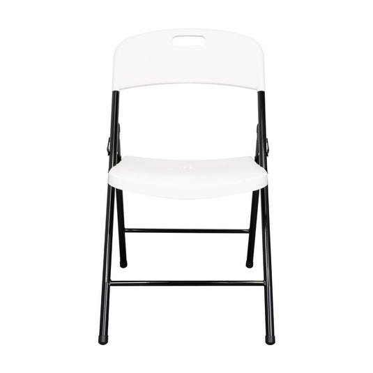 Set de 2 Sillas Plegable Dako, Blanco, Espaldar y Asiento en Material Plástico y Patas Metálicas