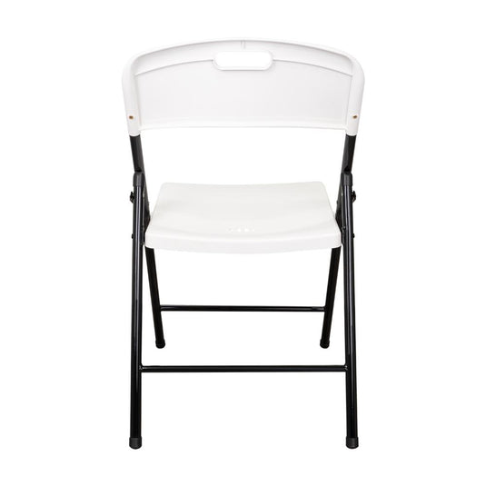 Silla Plegable Dako, Blanco, Espaldar y Asiento en Material Plástico y Patas Metálicas