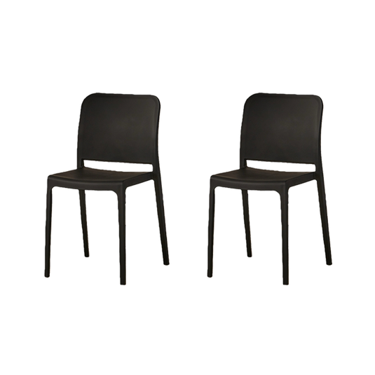 Set de 2 Sillas Triveca, Negro, con Espaldar Cerrado y Diseño Minimalista