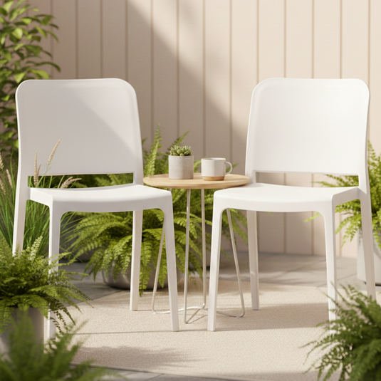 Silla Triveca, Blanco, con Espaldar Cerrado y Diseño Minimalista