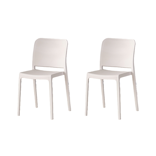 Set de 2 Sillas Triveca, Blanco, con Espaldar Cerrado y Diseño Minimalista