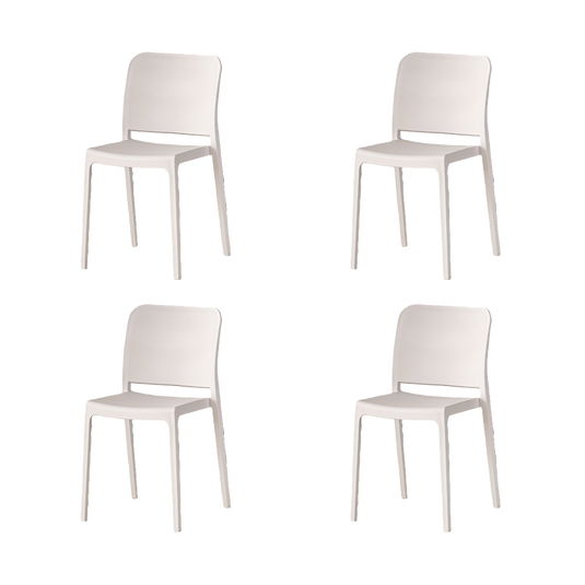 Set de 4 Sillas Triveca, Blanco, con Espaldar Cerrado y Diseño Minimalista