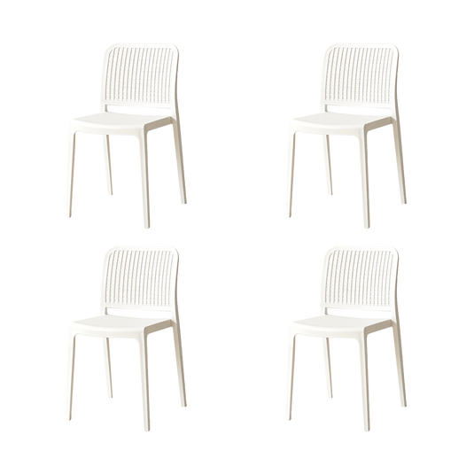Set de 4 Sillas Bronx , Blanco, con Espaldar en Cuadrados y Diseño Minimalista