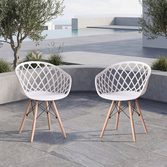 Set de 2 Sillas Oasis con Brazos, Color Blanco, con Espaldar