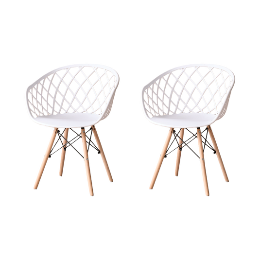 Set de 2 Sillas Oasis con Brazos, Color Blanco, con Espaldar