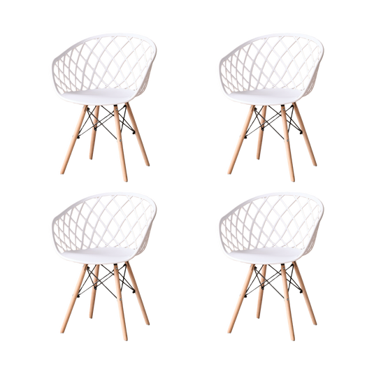 Set de 4 Sillas Oasis con Brazos, Color Blanco, con Espaldar