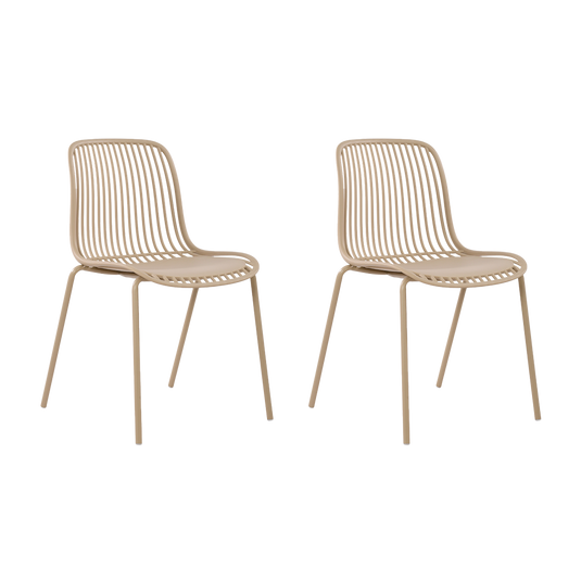 Set de 2 Sillas Barcelona, Color Blanco, con Espaldar en Líneas Diseño Moderno
