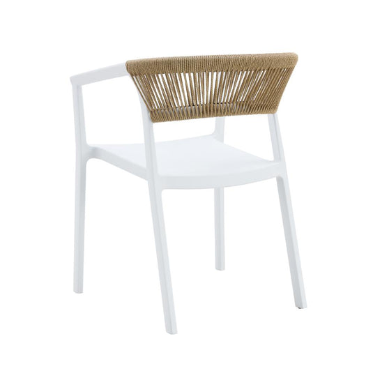 Set de 2 Sillas Balí, Blanco, con Espaldar en Cuerdas y Diseño Moderno