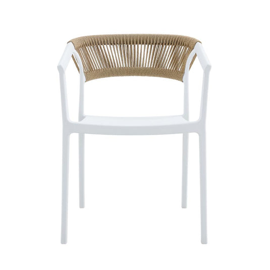 Set de 2 Sillas Balí, Blanco, con Espaldar en Cuerdas y Diseño Moderno