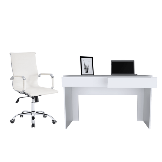 Combo de Oficina, Nieve, Incluye Escritorio y Silla de Escritorio, Blanco - VIRTUAL MUEBLES