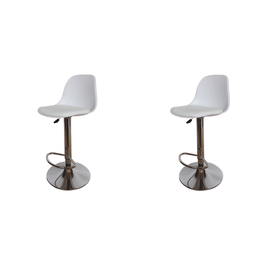 Kit de Dos Sillas Bar Napoles X2, Blanco, base metal cromado
