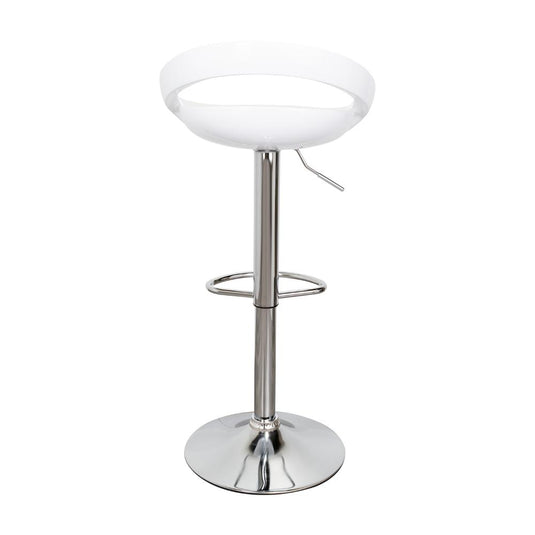 Kit de Cuatro Sillas Bar Turón, Blanco,  base metal cromado