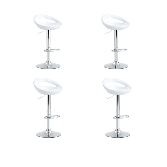 Kit de Cuatro Sillas Bar Turón, Blanco,  base metal cromado