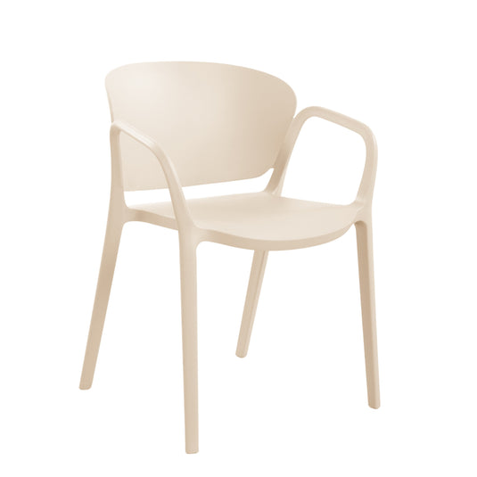 Set de 4 Sillas con Brazos California, Taupe Claro, con Espaldar y Diseño Minimalista