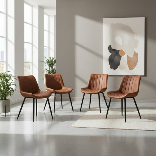 Set de 4 Sillas Nova, Color Marrón, con Espaldar y Diseño Moderno
