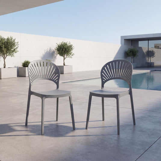 Set de 2 Sillas Paraíso, Color Gris Oscuro, con Espaldar y Diseño Moderno