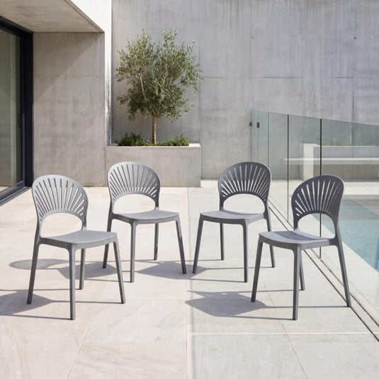 Set de 4 Sillas Paraíso, Color Gris Oscuro, con Espaldar y Diseño Moderno