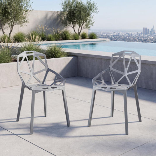 Set de 2 Sillas Roxy, Color Gris Oscuro, con Espaldar y Diseño Moderno