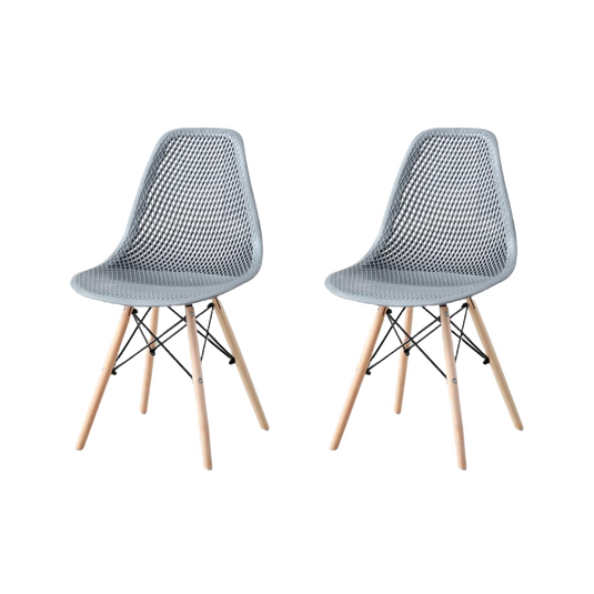 Set de 2 Sillas Aira, Color Gris Oscuro, con Espaldar y Patas en Madera