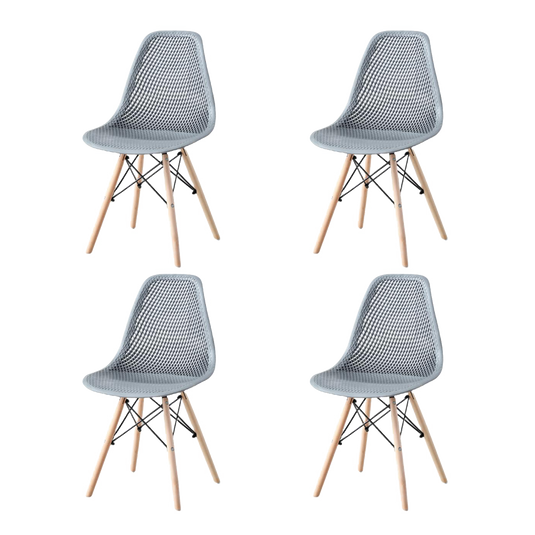 Set de 4 Sillas Aira, Color Gris Oscuro, con Espaldar y Patas en Madera