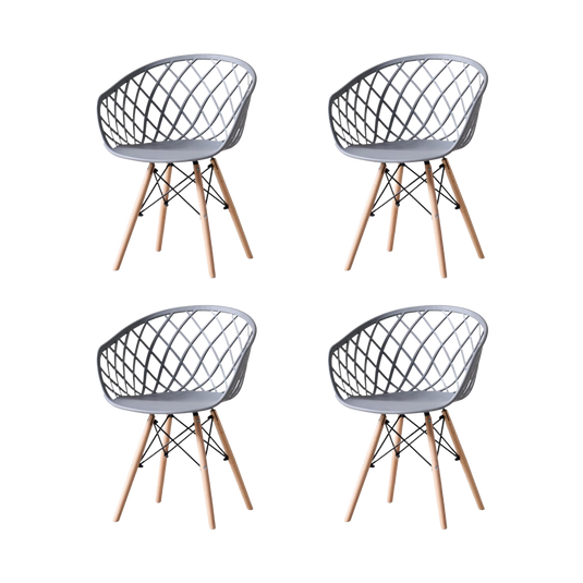 Set de 4 Sillas Oasis con Brazos, Color Gris, con Espaldar