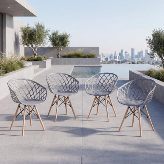 Set de 4 Sillas Oasis con Brazos, Color Gris, con Espaldar