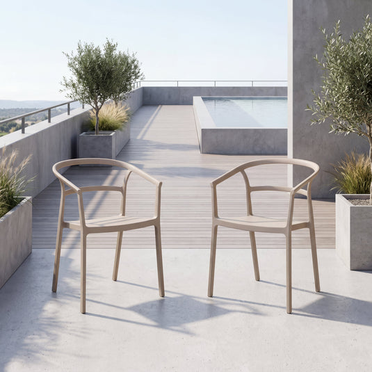 Set de 2 Sillas Porto, Taupe, con Espaldar Minimalista y Diseño Moderno