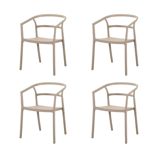 Set de 4 Sillas Porto, Taupe, con Espaldar Minimalista y Diseño Moderno