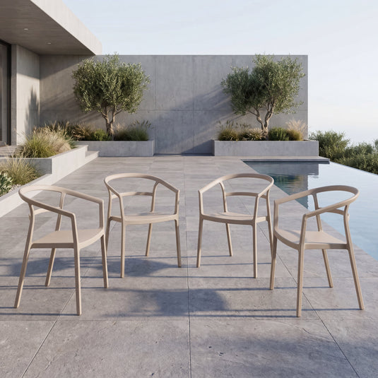 Set de 4 Sillas Porto, Taupe, con Espaldar Minimalista y Diseño Moderno