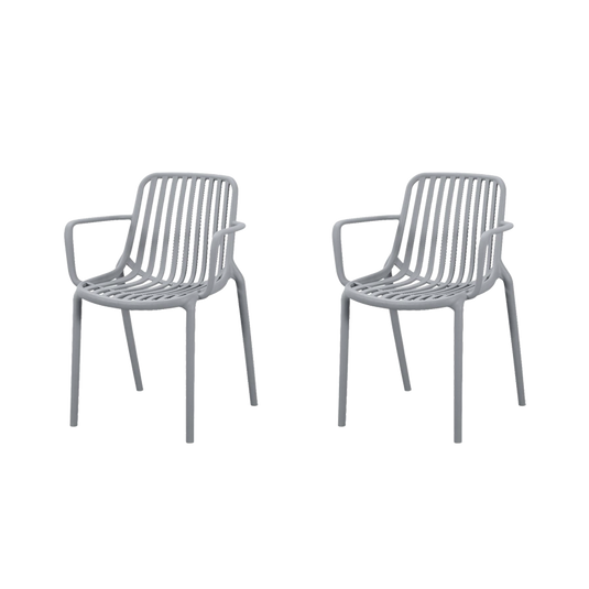 Set de 2 Sillas Parma, Gris, con Espaldar en Rayas y Diseño Minimalista