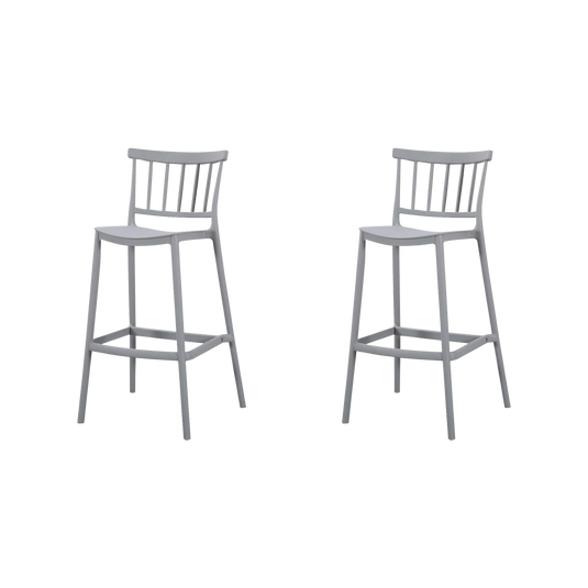 Set de 2 Sillas para Bar Oxford, Gris, con Espaldar en Barras y Diseño Minimalista