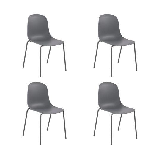 Set de 4 Sillas Aiara, Color Gris Oscuro, Diseño Moderno