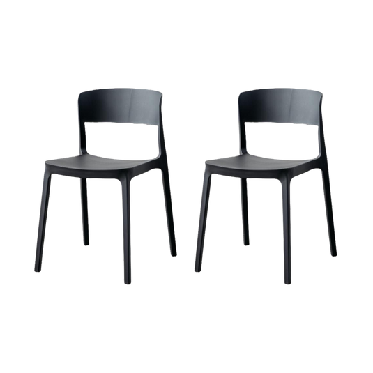 Set de 2 Sillas Mónaco, Color Negro, con Espaldar y Diseño Moderno
