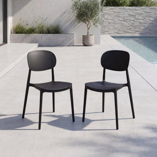 Set de 2 Sillas Milán, Color Negro, con Espaldar y Diseño Moderno