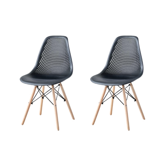 Silla Marcus, Color Negro, Con espaldar y patas en Madera X2