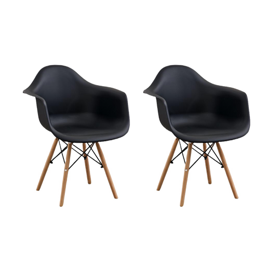 Set de 2 Sillas Eymos, Color Negro, con Espaldar y Patas en Madera