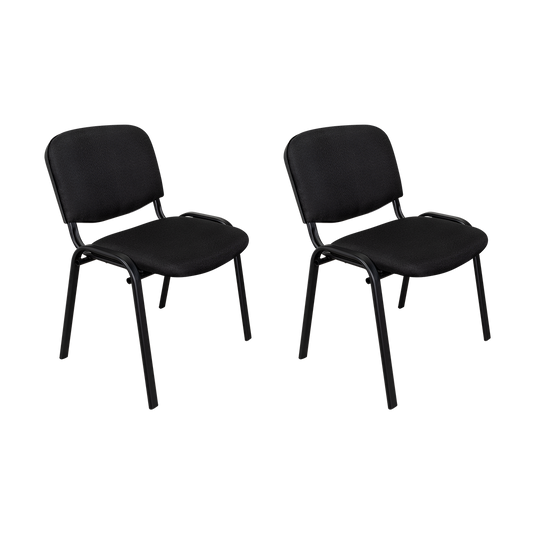 Set de 2 Sillas Interlocutora, Negro, con Espaldar y Diseño Sencillo