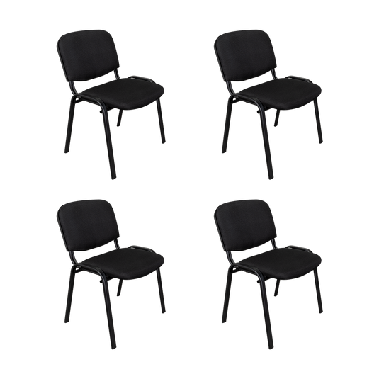Set de 4 Sillas Interlocutora, Negro, con Espaldar y Diseño Sencillo