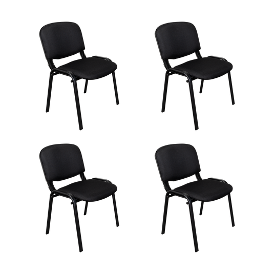 Set de 4 Sillas Interlocutora, Negro, con Espaldar y Diseño Sencillo sin Brazo