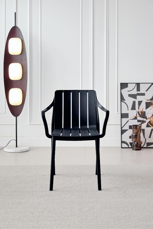 Silla Alice Con Brazos, Color Negro, Con espaldar y diseño minimalista
