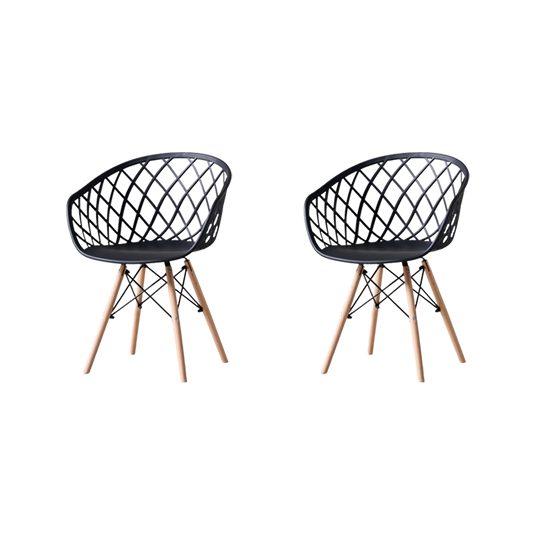 Set de 2 Sillas Oasis con Brazos, Color Negro, con Espaldar