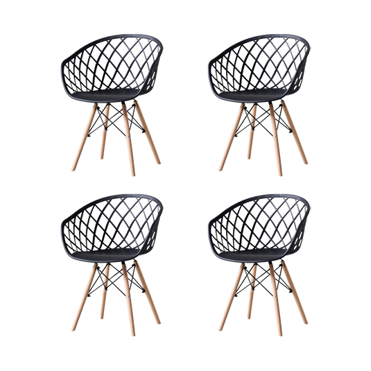 Set de 4 Sillas Oasis con Brazos, Color Negro, con Espaldar