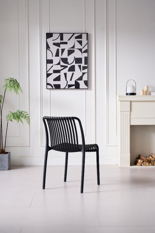 Silla Terra, Color Negro, Con espaldar