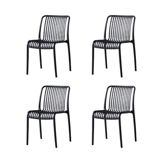 Set de 4 Sillas Terra, Color Negro, con Espaldar