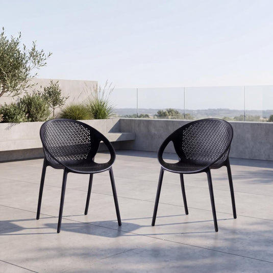 Set de 2 Sillas Selva con Brazos, Color Negro, con Espaldar