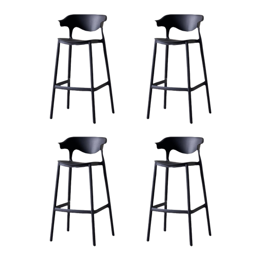 Set de 4 Sillas para Bar Elena, Color Negro, Diseño Moderno