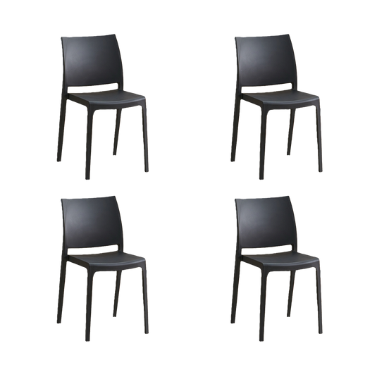 Set de 4 Sillas Soho, Negro, con Espaldar Cerrado y Diseño Minimalista